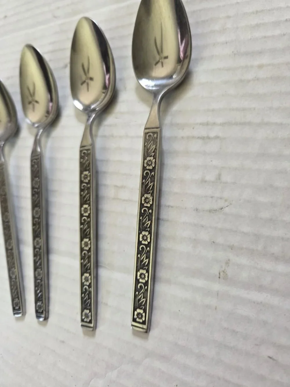 Gold Standard Night Blossom Teaspoons Set of 4 Japan Flowers Spoon